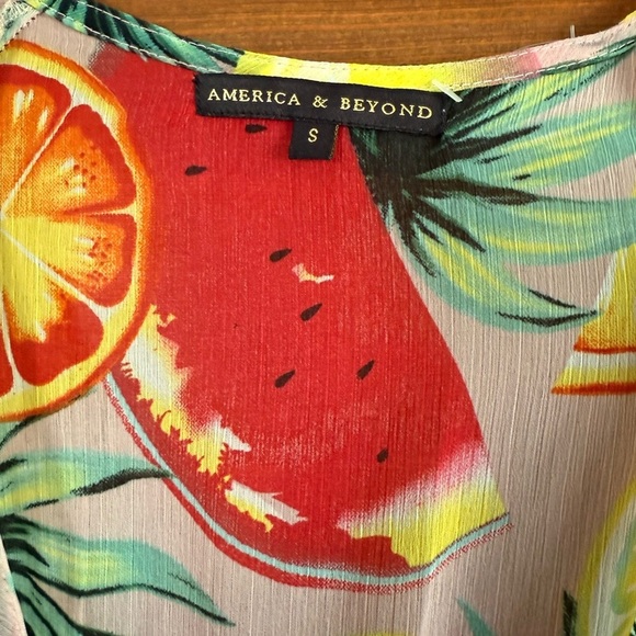 America & Beyond Fruit Print Maxi Dress Size S 🍓🍇🍉 - Picture 5 of 7